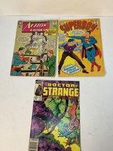 Three Vintage Comics Action Comics 1964 Superboy 1968 Doctor Strange 1984 - £23.41 GBP