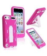 Ipod Touch 5 6 Gen - Hard &amp; Soft Rubber Hybrid Case Cover Pink White Kic... - £12.57 GBP