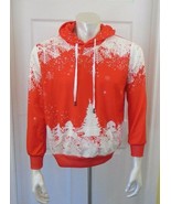 Nextmia Hoodie  Orange White Polyester Snowflake Hooded Sweatshirt Size14 - $12.76