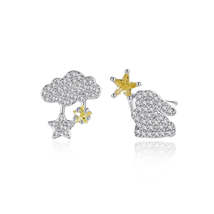 Yellow Crystal &amp; Cubic Zirconia Silver-Plated Cloud &amp; Rabbit Stud Earrings - £11.82 GBP