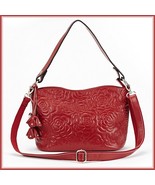 Red Rose Designer Handbag Cross Shoulder Genuine Leather Satchel Removab... - £94.07 GBP