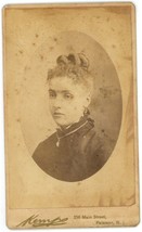 CIRCA 1880&#39;S CDV Beautiful Sad Looking Woman Black Dress Kemp Patterson NJ - £7.48 GBP