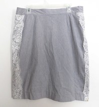 Isaac Mizrahi New York size 16 gray stripe lace details straight skirt STAINS - £5.53 GBP