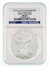 2011 $1 American Silver Eagle Graded by NGC as MS-69 Early Releases - $72.04