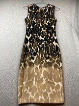 Calvin Klein Womens Sleeveless Sheath Dress Size 2 Scuba Ombre Leopard Career - £35.41 GBP