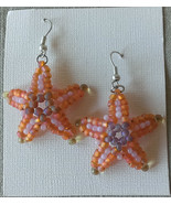 Beaded Star Fish Earrings Orange, Pink and Lavender Handmade - $225.88 MXN