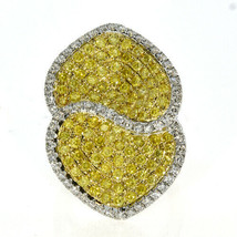 Fine 3.24ct Natural Fancy Deep Yellow &amp; White Diamonds Engagement Ring 18K - £5,219.89 GBP