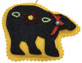 Alaska felt Handmade silhouette Beaded Bear Ornament 4&quot;- yellow - €11,79 EUR