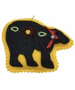 Alaska felt Handmade silhouette Beaded Bear Ornament 4"- yellow - $13.74