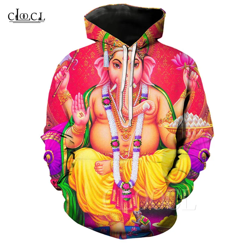 Lord Ganesha 3D Hoodies Printed Hindu Elephant-headed God Men/Women Hoody Street - $199.79
