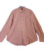 Ralph Lauren Oxford Custom Fit Shirt Mens L Salmon Pink Green Plaid Butt... - $29.81 CAD