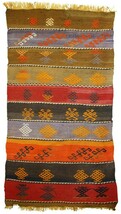 Handmade vintage Oriental kilim 2,3&#39; x 4.3&#39; (70cm x 132cm) 1940s - 1C608 - $8,806.04 MXN