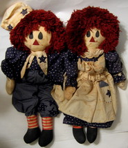 Raggedy Ann and Andy Dolls Pair Cloth Large Old Looking 23 Inch - £43.94 GBP