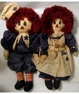 Raggedy Ann and Andy Dolls Pair Cloth Large Old Looking 23 Inch - $54.99