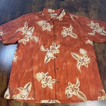 Tommy Bahama Button Up Mens Large 100% Silk Tropical Jacquard Hawaiian S... - $39.59