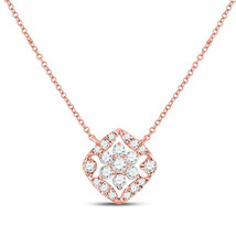 14kt Rose Gold Womens Round Diamond Floral Cluster Necklace 1/3 Cttw - £426.22 GBP