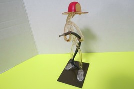 Handmade Vintage Firefighter Fireman Hard Plastic Stick Figure W/Hat Hos... - $19.95