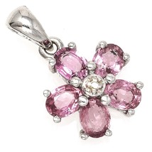 ESTATE 14K WHITE GOLD PINK SAPPHIRE &amp; DIAMOND PENDANT 1.3 GRAMS 10.5MM X... - $290.99