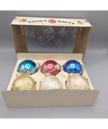 6 Vintage Krebs Glass Christmas Ornaments Stencilled Blue Pink Gold Box ... - $289.34 MXN
