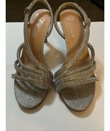 L Lorraine Jenelle Rhinestone Heels Silver Glitter Formal Prom Wedding S... - $9.89
