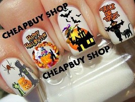HAUNTED HOUSE》WITCH》GHOST》BATS》SCARECROW》Halloween Nail Art Decals《NON-T... - £12.58 GBP