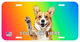 PEMBROKE CORGI WAVING DOG CAN PERSONALIZE NOVELTY METAL LICENSE PLATE F - £7.02 GBP+