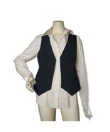 VICTORIA'S SECRET White Button Down Shirt with Attached Black Vest Womens Size L - $49.50