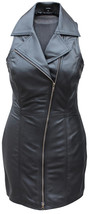 Genuine soft lambskin leather women Dress sexy Midcalf Sleeveless Handmade Party - £112.08 GBP+