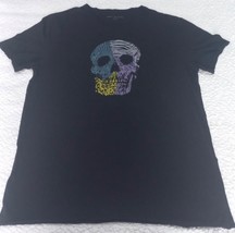 John Varvatos Black Skull Raw Edge Cotton Graphic Tee Shirt Size L NWOT - $41.98
