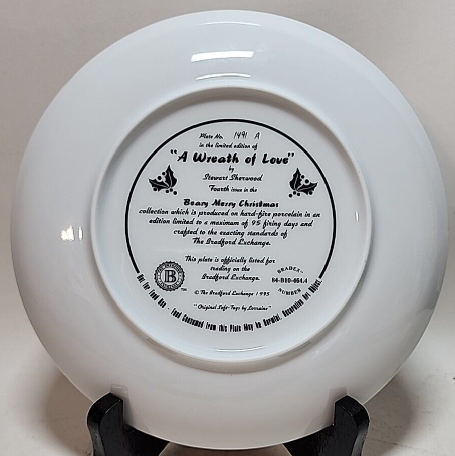 WREATH OF LOVE collector plate STEWART SHERWOOD Beary Merry Christmas TE... - $20.78