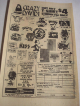 1977 Ad Crazy David Shops T-Shirts, Buffalo, N.Y. KISS, Led Zeppelin, Wings - £6.33 GBP
