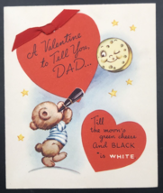 VTG 1948 Rust Craft Bear Cheese Moon w/ Telescope Dad Valentine&#39;s Greeting Card - £10.95 GBP