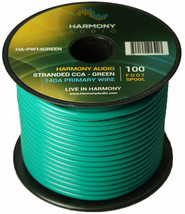 Harmony Car Primary 14 Gauge Power Or Ground Wire 100 Feet Spool Green C... - £21.20 GBP