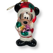 Disney Mickey Mouse Santa Bag Gifts Presents Glass Christmas Ornament 5" - £9.49 GBP