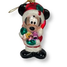 Disney Mickey Mouse Santa Bag Gifts Presents Glass Christmas Ornament 5&quot; - £8.44 GBP