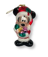Disney Mickey Mouse Santa Bag Gifts Presents Glass Christmas Ornament 5&quot; - $10.80