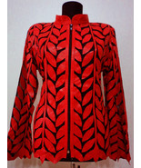 Plus Size Red Leather Jacket Woman Coat Zipper Short Light Collar Soft M... - £176.93 GBP
