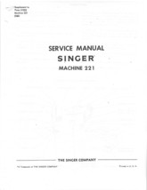 Singer 221 Sewing Machine SERVICE MANUAL - $14.99