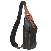 Mens Backpack Leather Sling Bag Chest Shoulder Crossbody Bag Sport Travel - $721.31 MXN