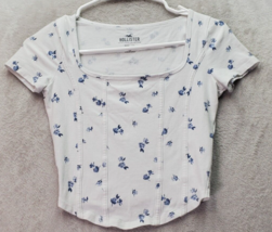 Hollister T Shirt Top Womens XS White Floral Short Sleeve Square Neck Baby Tee - £11.14 GBP