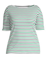 Lauren Ralph Lauren Womens Striped Stretch Boatneck Top Green/Navy/White... - $12.50
