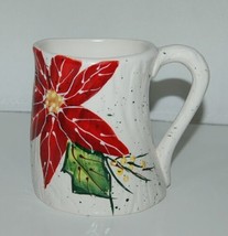 Bella Casa Ganz BC14545 White Mug Red Poinsettia Ceramic - £16.83 GBP