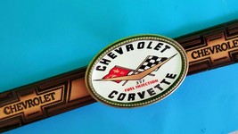Chevrolet Corvette Genuine Leather Belt &amp; Matching Corvette Epoxy Buckle New! - £31.27 GBP