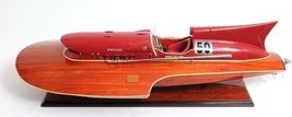 Model Motorboat Watercraft Like Ferrari Hydroplane Painted Red Solid Wood - £655.88 GBP
