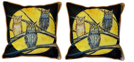 Pair of Betsy Drake Night Owls Large Indoor Outdoor Pillows 18x18 - £71.20 GBP