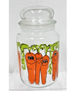 Vintage Hildi Anthropomorphic Happy Carrot Glass Canister Jar 7" Anchor ... - $24.26