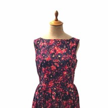 Lindy Bop Rockabilly Audrey Swing Fit &#39;N Flare Blue Red Floral Dress US ... - £26.22 GBP