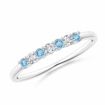 ANGARA Half Eternity Seven Stone Aquamarine and Diamond Wedding Band in Gold - £582.01 GBP