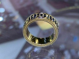 1Ct Imitación Diamante Negro Eternidad Compromiso Ring 14K Oro Amarillo Chapado - £61.83 GBP