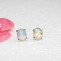 Natural Ethiopian Opal Gemstone Earrings, Birthstone Earrings, 925 Sterling Silv - £32.16 GBP